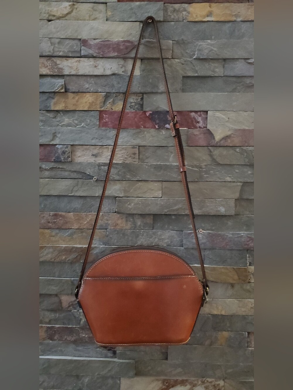 Patricia Nash Saddle Brown Leather Crossbody Bag